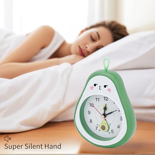 Mechanical Alarm Clock Colorful Cartoon Design, Gentle Alarm, Fruit Appearance for Living Room 4.5" L x 2.2" W x 5.3" H Pink