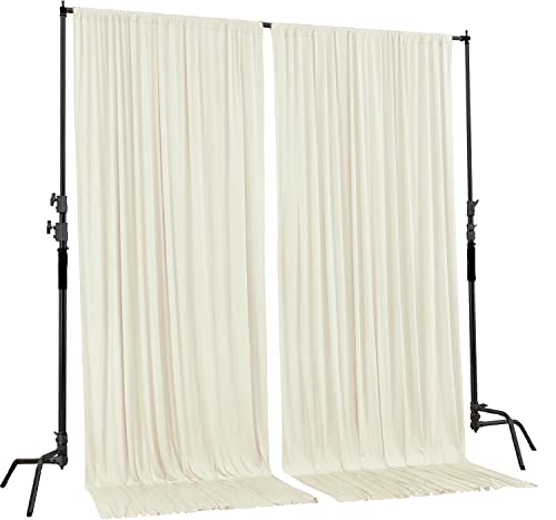 AK Trading CO. 10 feet x 10 feet IFR Polyester Backdrop Drapes Curtains Panels with 4" Rod Pockets (Rod Not Included) - Wedding Ceremony Party Home Window Decorations - Ivory