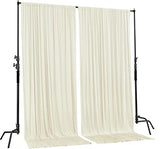 AK Trading CO. 10 feet x 10 feet IFR Polyester Backdrop Drapes Curtains Panels with 4" Rod Pockets (Rod Not Included) - Wedding Ceremony Party Home Window Decorations - Ivory