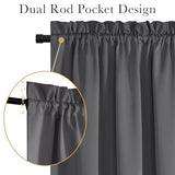 PONY DANCE Blackout Door Window Curtains, Dual Rod Pocket Grey Drape for Front Glass French Door, Privacy Thermal Insulated Room Darkening Curtain for Sidelight Window, W 25 x L 72 inch, 1 Panel