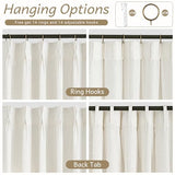 Triple Pinch Pleated 90 inch Long Linen Curtains 2 Panels Set for Living Room Track System Curtains Neutral Modern Farmhouse Light Filtering Semi Sheer Linen Blend Pinch Pleat Drapes 90 Length Cream