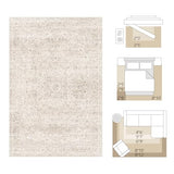 FMFUNCTEX 2x6 Hallway Runner Rug Beige Vintage Neutral Washable Distressed Non Slip Low Pile Indoor Carpet Soft Retro Entryway Rug for Kitchen Bathroom Laundry Entrance Living Room Bedroom Bedside