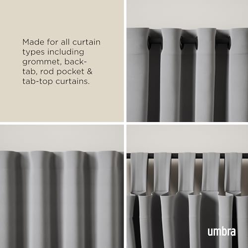 Umbra Bellwood Curtain Rod for Window Drapery, Adjustable Length 42" to 120", Set Includes Finials and Mounting Hardware, White/Natural