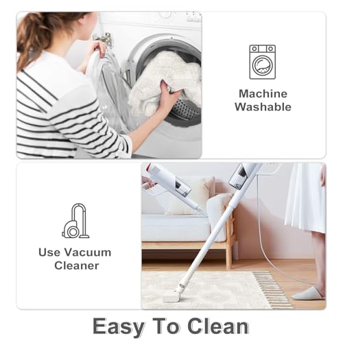 Uphome Boho Area Rug 3' x 5', Cream Washable Cotton Woven Entryway Rug with Tassels, Moroccan Tufted Bedroom Rug, Farmhouse Tribal Floor Carpet for Entry Office Porch Living Room Kitchen