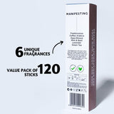 Folkulture Incense Sticks (120 Sticks) | Set of 6 Premium Incense For Manifesting, Aromatherapy, Gifts | No Charcoal,Organic, Non Toxic, 45 Mins, Long Burning Frankincense, Coffee, Mint Insence-Sticks