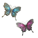 LIFFY Metal Butterfly Wall Decor,2Pack 12" Glass Butterfly Outdoor Wall Art Sculptures,Hanging Garden Decor Outside for Home,Yard,Fence,Patio