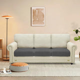 MAXIJIN Velvet Stretch Cushion Covers Fitted Couch Cushion Slipcovers Sofa Seat Cushion Covers for Individual Cushions with Elastic Bottom (3 Piece Sofa Seat Slipcovers, Gray)