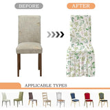 Dining Chair Covers with Skirt Stretch Dining Chair Cover with Printed Design Removable Long Ruffled Skirt Parson Chairs Slipcovers for Kitchen Banquet Wedding Set of 4 YHYT01-5