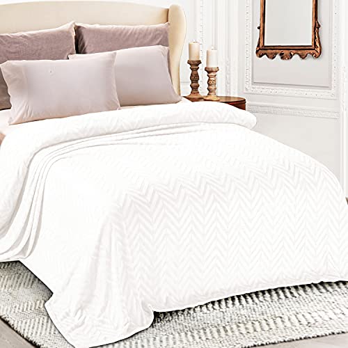 Whale Flotilla Soft Flannel Fleece Bed Blanket Queen Size, White