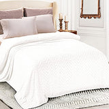 Whale Flotilla Soft Flannel Fleece Bed Blanket Queen Size, White