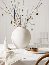 White Ceramic Vase - Large 10.8 Inch Round Floor Vase for Centerpieces, Farmhouse Flower Vases, Rustic Minimalist Home Decor (Sandstone White)