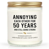 Niyewsor 50th Wedding Anniversary Couple Gifts, 50th Anniversary Candle Gifts for Couple, Parents, Husband, Wife, Him, Her, Friends, Golden Wedding Keepsake, Handmade, 7oz
