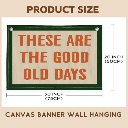 These Are The Good Old Days Canvas Banner Wall Hanging Banner Flag, Banners for Room, Trendy Retro Nostalgic Inspirational Banner (Retro)