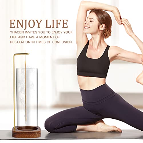 YHAOEN Incense Holder, Insence- Stick Holder [Anti-Ash Flying] with Removable Glass Ash Catcher Mess-Free Incense Burner Holder, Incense Stick Holder for Home Decor Yoga Spa, Unique Incense Burner