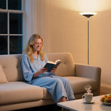 Torchiere Floor Lamp - 72" Tall LED Standing Lamp with Remote/Button Control, 1800Lm, 3000-6500K, 30W Dimmable Modern Corner Floor Light for Living Room Bedroom Office Apartment, Black