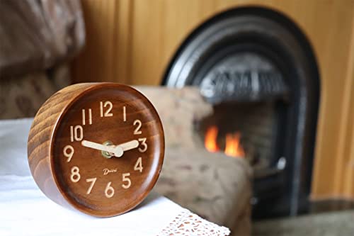 Driini Wooden Analog Desktop Clock – 4.3 in. Decorative Pinewood Clock. 4 Color Bundle