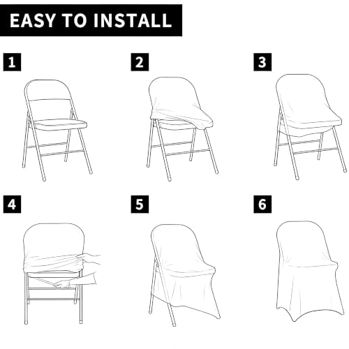 Dimatic 6 Pack Red Stretch Fabric Folding Chair Covers, Universal Fit Washable Slipcovers for Wedding, Banquet, Party