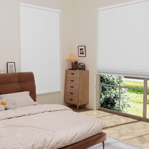 MYshade Cordless Blackout Cellular Shades for Windows, Honeycomb Window Shades with Thermal Insulation, Child & Pet Safe Room Darkening Shade, Easy Install,36" W x 72" H, White