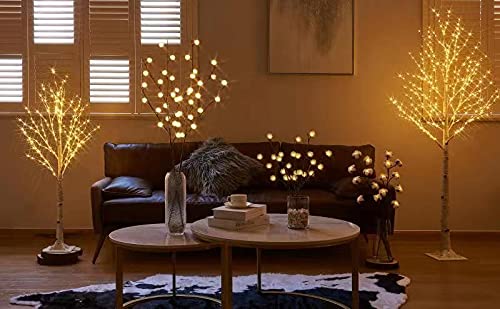 Birchlitland LED Birch Tree 4FT 200L Warm White Fairy Lights, Lighted Trees for Indoor Outdoor Home Thanksgiving Christmas Holiday Decoration