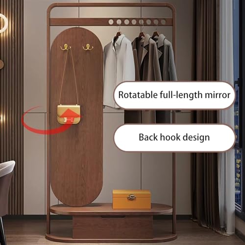 Full-Length Mirror Floor-Standing Coat Rack with Dressing Mirror Home Living Room Bedroom Dressing Mirror Entrance Long Door Mirror Full Length Floor Mirror (120cm)