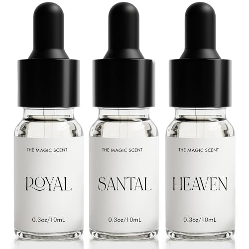 The Magic Scent Santal, Heaven, & Royal Fragrance Oil Discovery Set (3 x 10ml): Hotel Diffuser Oils Scents for Home - Clean & Premium - Designed for Use in All Diffusers