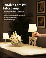 EZVALO Outdoor Cordless Table Lamp, IP65 Waterproof 4500mAh Rechargeble Shower Lamp, Dimmable Touch Lamp, LED Night Light Lamp for Bathroom Patio Camping Restaurant Home 1 Pack (Gold)