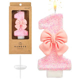 PHD CAKE Number 1 Pink Bowknot Birthday Candles, Cute Themed Number Candles, Party Celebration