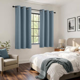 Stone Blue Blackout Curtains for Bedroom Living Room 63 Inch Long 2 Panels, Solid Thermal Insulated Grommet Drapes, Room Darkening Sunlight Blocking Window Treatments, W40 x L63 Inch