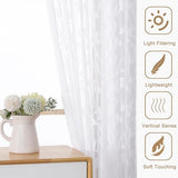 Gwine White Sheer Curtains 63 Inch Length 2 Panels Set, Light Filtering Leaf Jacquard Textured Soft Airy Living Room Bedroom Curtains, Elegant Rod Pocket Farmhouse Curtain, 42Wx63L Inches, 2PCS
