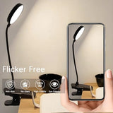 Dorm Room Essential Clip on Light, 3 Color Portable Desk Light Mini Clip Lamp, Battery Operated Small Desk Lamp with Clamp, Lightweiht Reading Lights for Books Bunk Bed Headboard Girls Guys Boys Black