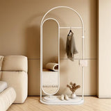 Full Body Mirror, Floor Standing Clothes Rack for Bedroom with Full Length Mirror, Integrated Door, Vertical Entrance Area, White Coat Stand, Bedroom Furniture (Colour: White)