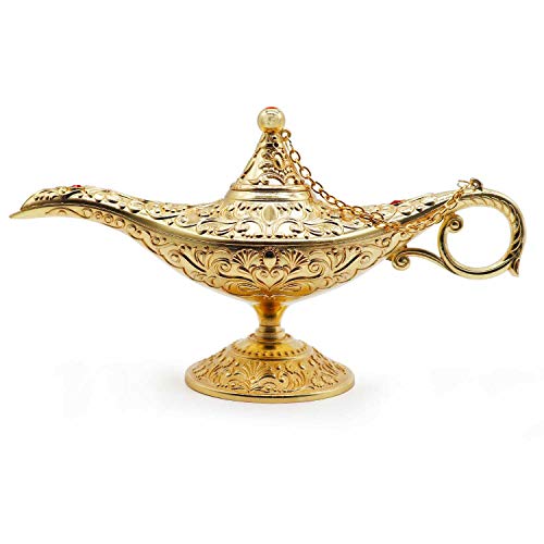 Classic Vintage Collectable Rare Legend Aladdin Magic Genie Costume Lamp Home Table Decoration & Gift, Gold