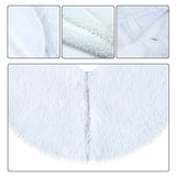 Sattiyrch Small Christmas Tree Skirt 18in, Faux Fur White Xmas Small Tabletop Christmas Tree Skirt (White Faux Fur, 18in)
