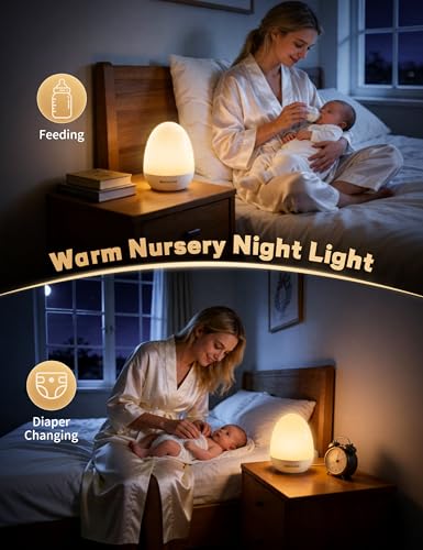 Night Lights for Kids Room, Egg Light for Nursery with Stable Charging Pad, Dimmable Baby Night Light with 1H Timer & Touch Control, ABS+PC LED Egg Night Light for Breastfeeding, Up to 200H