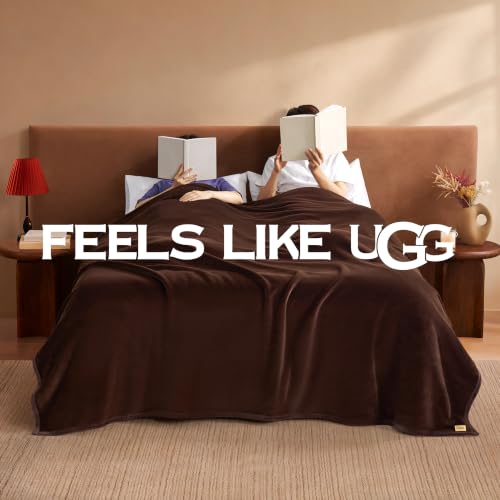 UGG Coco King Bed Blanket, Fleece Blanket, 110" x 92", Brown (Burnt Cedar)