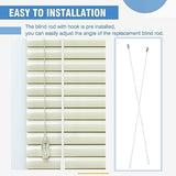 Bokon 4 Pcs Blinds Wand Replacement with Hook and Handle White Fiberglass Long Vertica Blind Wand for Windows Curtain Door Shades Opener Accessory (36 Inch)