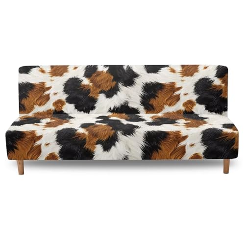 Brown Cow Print Armless Couch Covers for Dogs Pet Comfortable Slipcovers for Sofa Chair Indoor Home Decor Futon Sofa Slipcover Non Slip