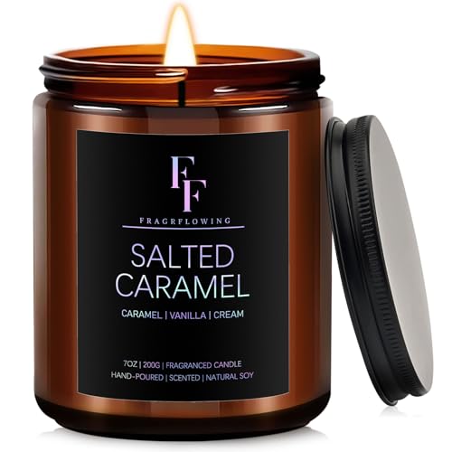 Salted Caramel Scented Candle for Home Soy Wax Candle, Aromatherapy Candle Gift for Women Men, 7oz