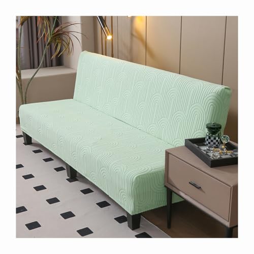 Thick Embossed Armless Futon Cover 3/2 Seater Stretch Sofa Bed Slipcover, Anti-Slip Futon Covers Slipcovers, Folding Couch Sofa Bed Futon Cover with Elastic Band, Washable,F,120~150cm/47~59in