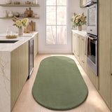 ISEAU Oval Bedroom Rug 2.6x5 Non-Slip Washable Runner Rug for Hallway Green
