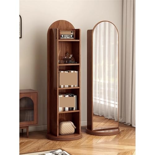 Floor High-Definition Rotating Dressing Mirror Home Use Bookshelf Storage Full-Length Floor-Standing Mirror