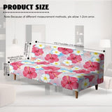 Armless Futon Cushion Covers Coastal Floral Rectangular Sofa Slipcovers Hibiscus Flower Futon Couch Cover with Elastic Bottom for Living Room Bedroom Hotel Furniture Protector