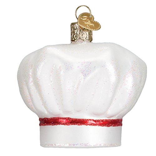 Old World Christmas Chef's Hat Glass Blown Ornament for Christmas Tree, Handcrafted Holiday Decoration, Kitchen - Chef Collection