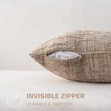 Decorative Throw Pillow Covers 18x18 Inch Set of 2, Soft Solid Farmhouse Chenille Couch Pillows, Spring Pillow Covers for Couch Sofa Bed Living Room Home Decor Pillowcase, Light Khaki