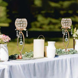 12 Pcs Elegant Metal Crystal Tea Light Candle Holders