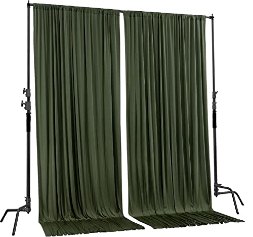 AK TRADING CO. 10 feet x 8 feet IFR Polyester Backdrop Drapes Curtains Panels with Rod Pockets - Wedding Ceremony Party Home Window Decorations - Olive Green
