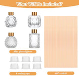 8 Pcs Bathroom Reed Diffuser Sets with 40 Natural Sticks, 3.4oz Empty Glass Bottles & Gold Caps, Bathroom Diffuser with Sticks for Home Office Aromatherapy Decor
