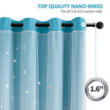 Stiio Star Cutout Curtains for Girls Bedroom 2 Panels, 2 in 1 Light Blocking Blackout Curtains with Sheer Grommet Window Drapes for Living Room Kids Room, W52 x L63 inches, Blue Purple