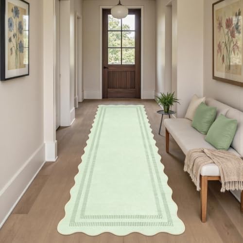 Scalloped Washable 2.6x8 Kitchen Hallway Runner Rug