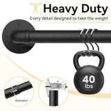 1 Inch Heavy Duty Blackout Curtain Rods for Windows, Industrial Pipe Wrap Around Room Divider Decorative Curtain Rods Wall Mount & Ceiling Mount, Black, 48-86 Inch